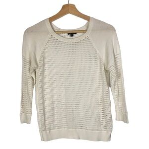 Express White Open Knit 3/4 Sleeve Knit Top S